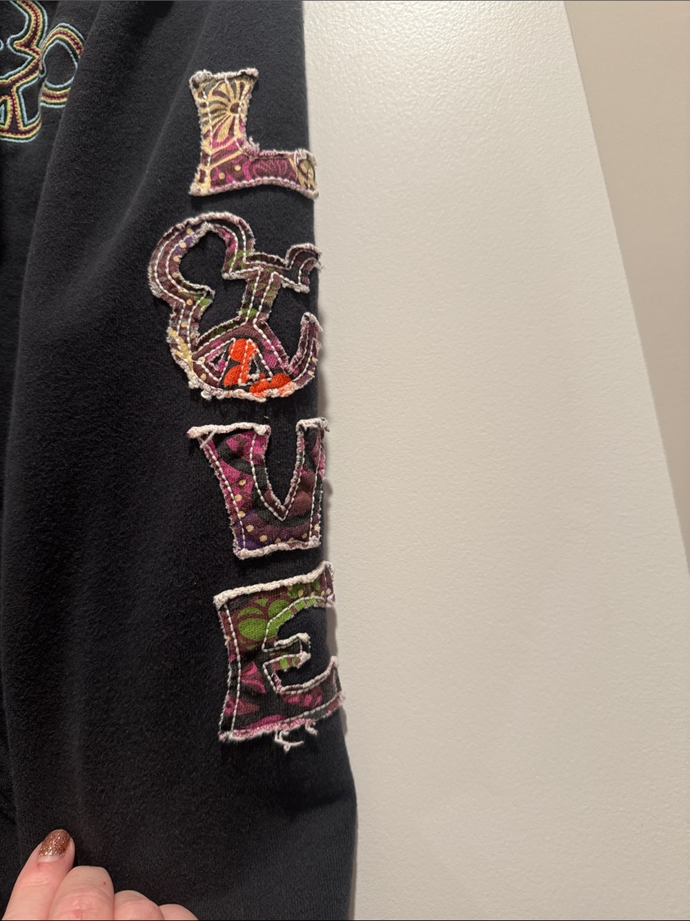 Disney Black Zip-Up Hoodie with Floral Heart & Sleeve Appliqué - Picture 5 of 7